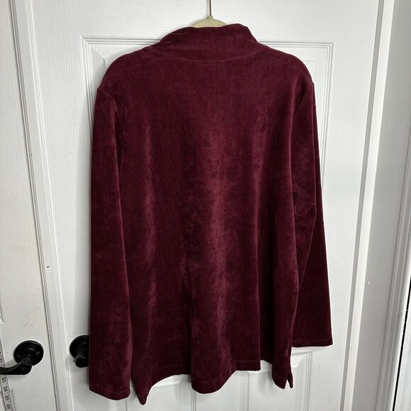 lands end womens XL 18 Velvet Velour 1/4 Zip Long Sleeve Rib Stretch - Picture 6 of 6